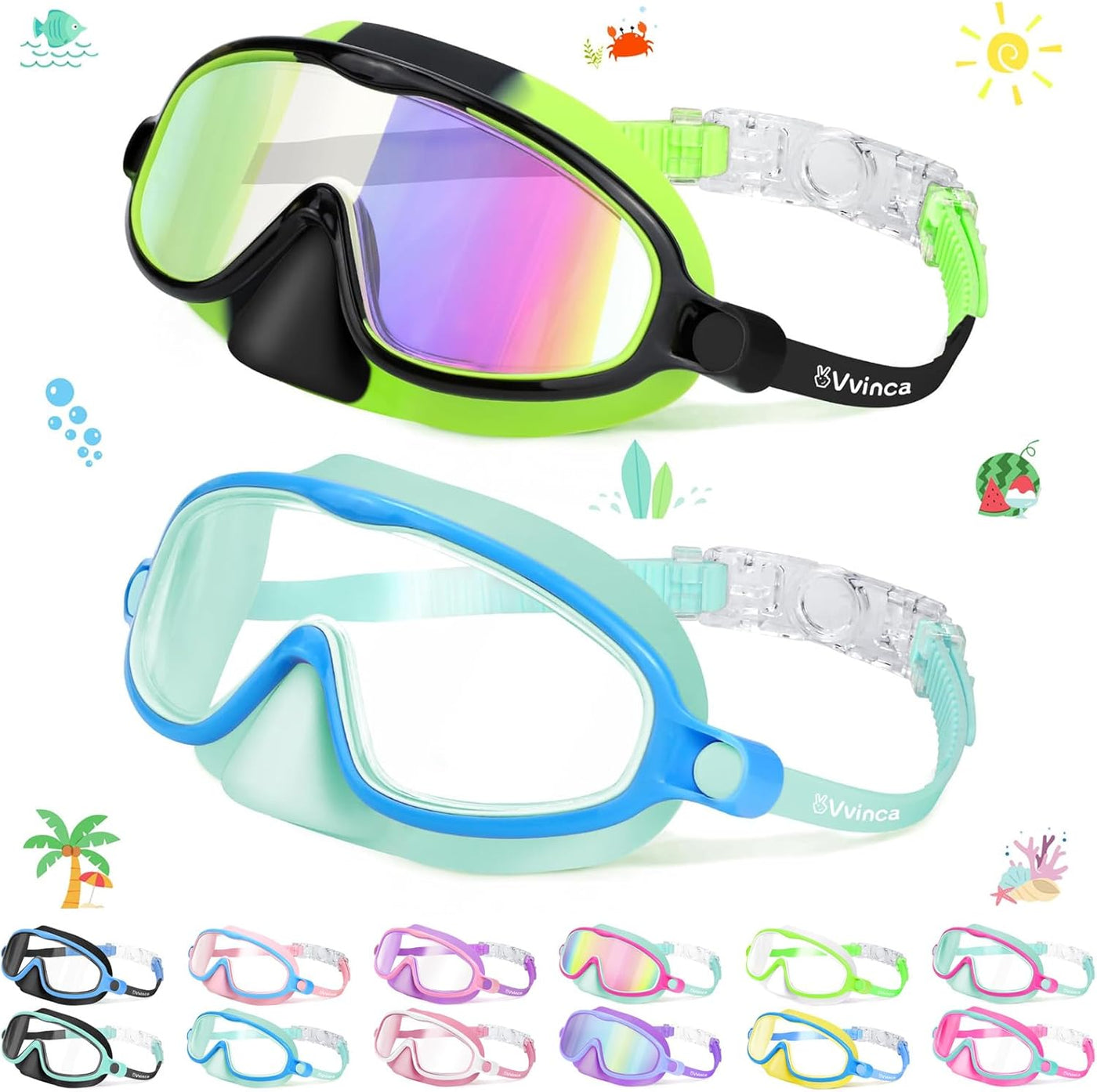 1+1 Gratis | AquaShield™ - HD-Großrahmen-Schwimmbrille für Kinder