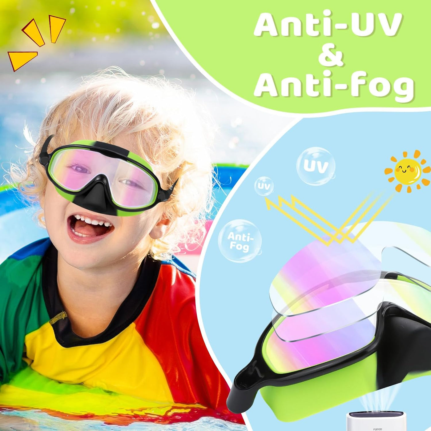 1+1 Gratis | AquaShield™ - HD-Großrahmen-Schwimmbrille für Kinder
