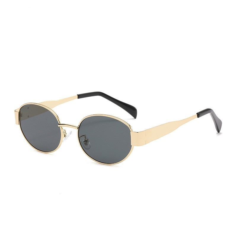 Sara – Metallische Retro-Ovalrahmen-Sonnenbrille