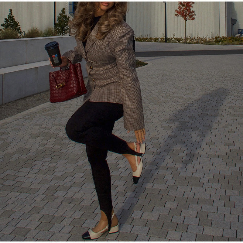 Athena - Figurbetonte Karo Jacke Maßgeschneiderter Stil