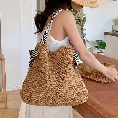 Handgewebte vegane Strandtasche – Boho Sommertasche für Damen