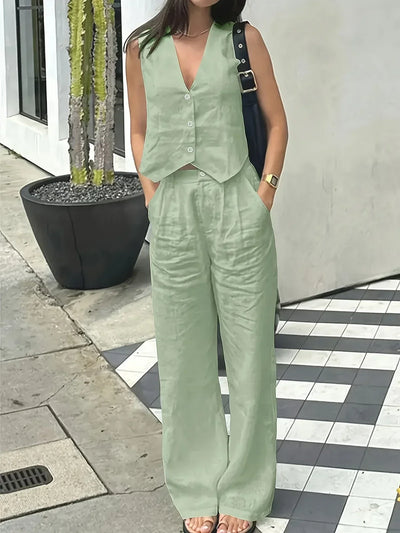 Jorja – Elegantes ärmelloses Zweiteiler Outfit-Set