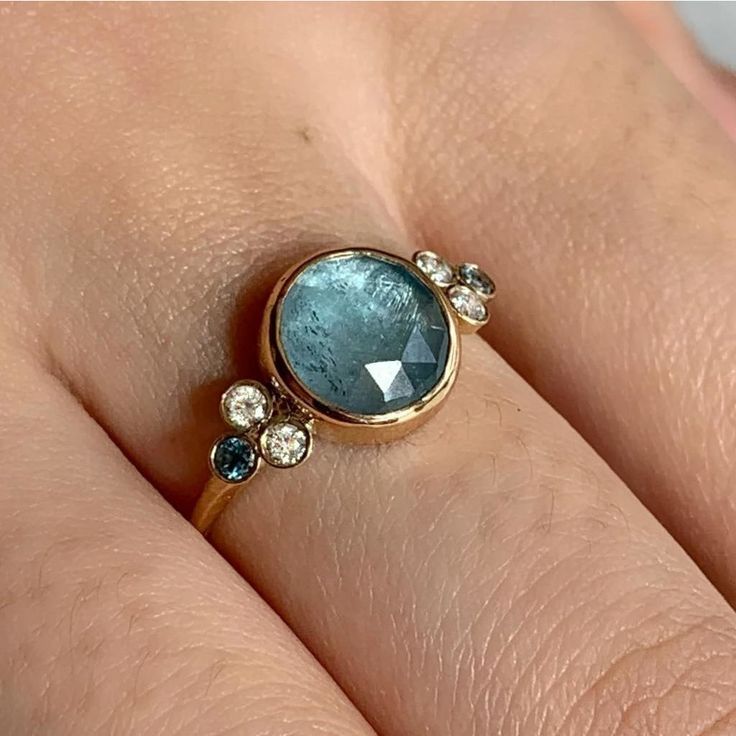 Vintage Ozean Blau Kristall Ring