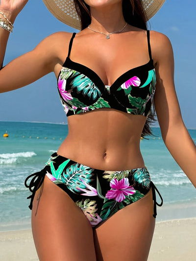Fiora | Bikini mit Stützstäbchen und tropischem Blumenmuster für den Sommer
