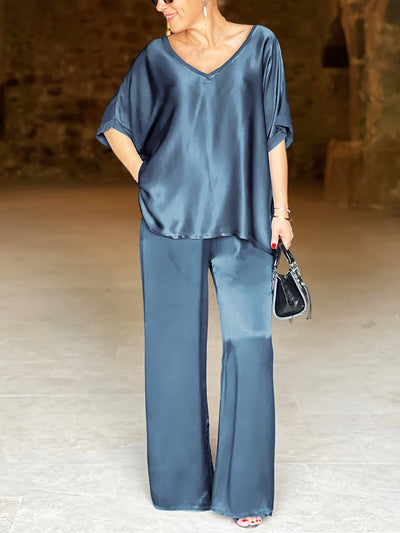 Ashlee - Elegantes Zweiteiliges Satz Mit Kurzen Ärmeln