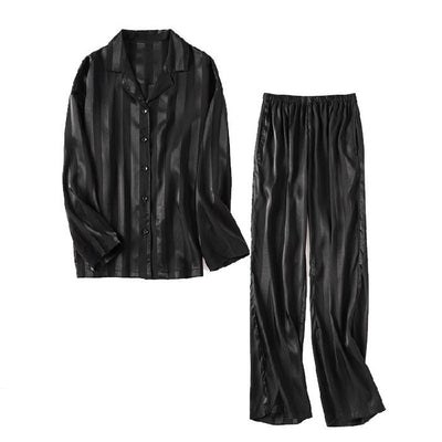 Kelly – Lockere Damen-Pyjamas aus veganer Seide mit langen Ärmeln