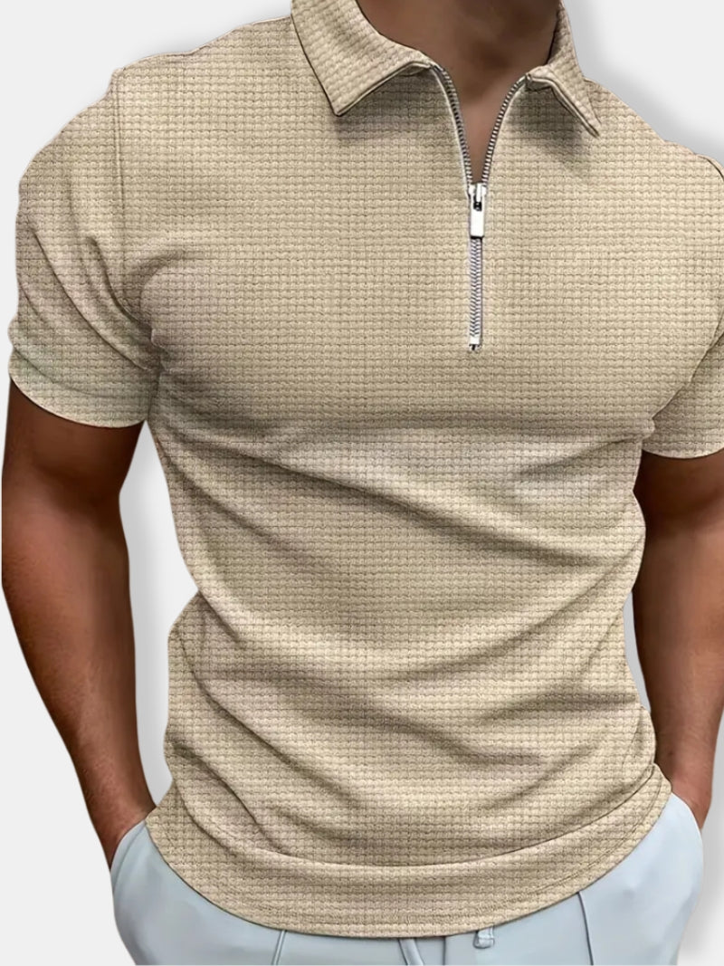 Herren Stilvolles Reißverschluss Polo Hemd | Kurze Ärmel