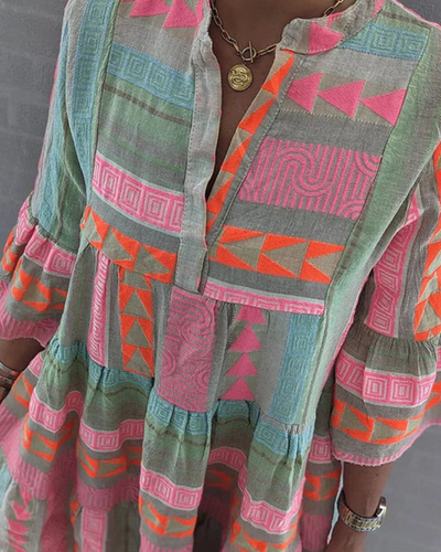 Damen Stilvolles Geometrisches Kleid | Elegantes Mini Kleid