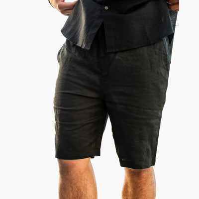 Herren Leinen Shorts mit Kordelzug und Seitentaschen