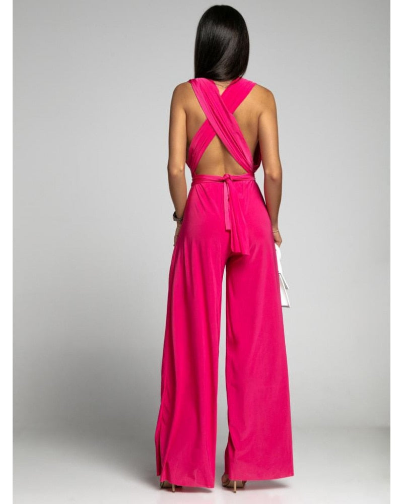 FlairFashion Ärmelloser Jumpsuit mit V-Ausschnitt