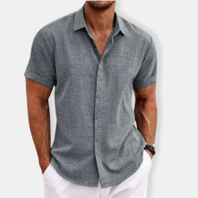 Herren Kurzärmeliges Knopf Daunen Hemd | Lässig