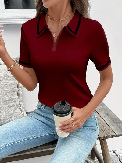 Vasilka – Elegantes Kurzarm Oberteil Mit Kragen