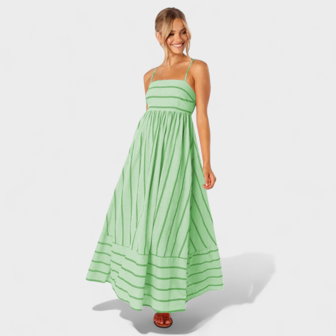 Lucille - Gestreift Drucken Maxikleid