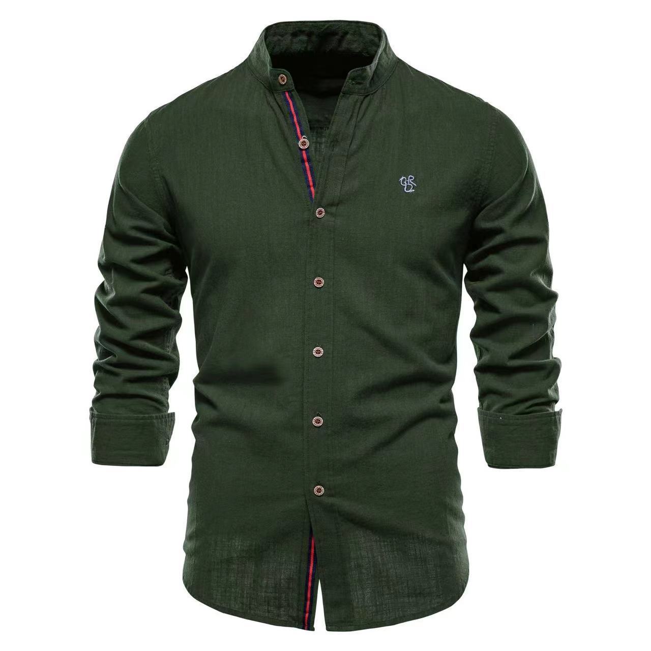 Herren Freizeithemd mit Stehkragen – Modernes, bügelfreies Langarmshirt für Alltag und Business