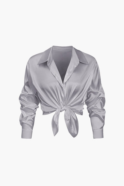 Florentine | Elegante Langarm-Bluse aus seidigem Satin