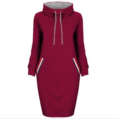 Sandra – Langärmliges Herbst-Winter-Kleid für Damen mit hohem Kragen