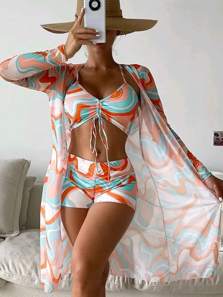 Denise – 3-teiliges Bikini-Set mit langem Cardigan für den Sommer