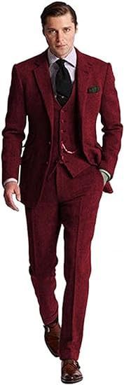 Herren Business Anzug Slim Fit Dreiteiler – Eleganter Herringbone-Look für Büro & Events