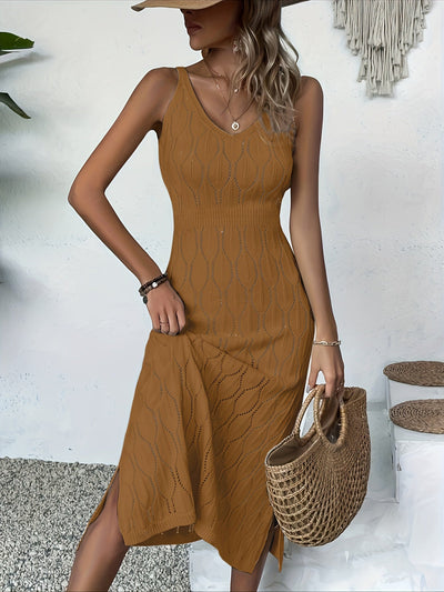 Luciana - Ärmelloses Langes Strickkleid Im Mantelstil