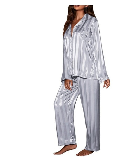 Damen Satin Pyjama Set – Komfort Nachtwäsche mit klassischem Schnitt, ideal für entspanntes Zuhause