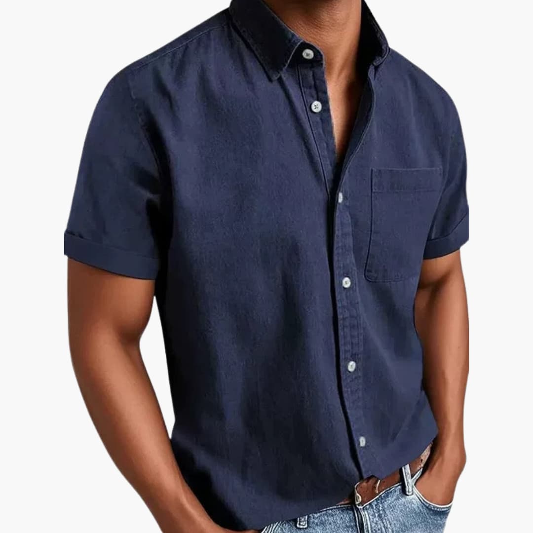Herren Kurzarmhemd mit Brusttasche für Frühling und Sommer