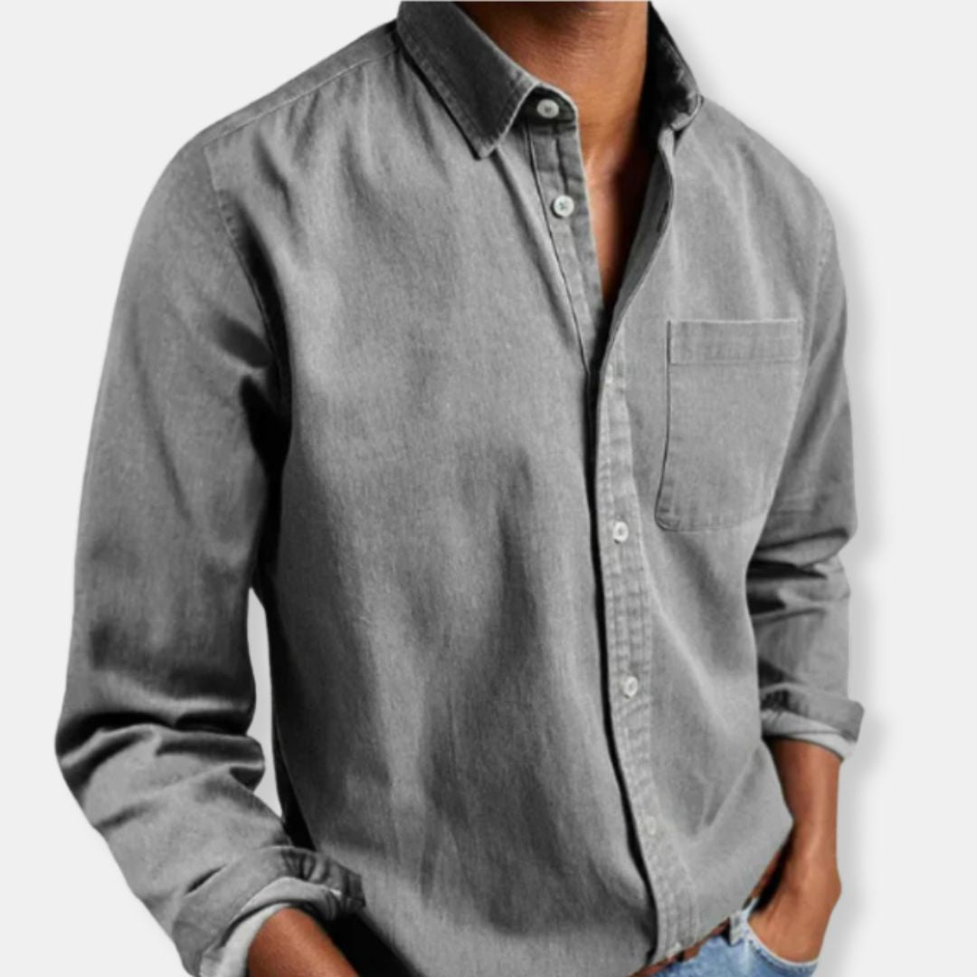 Herren Knopf Daunen Lässig Hemd | Langarm