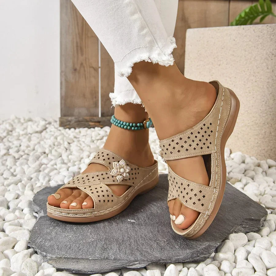 Kristine - Orthopädisch Blume Lässig Keilabsatz Sandalen