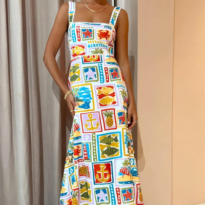 Janet – Mode Graffiti Träger Röhrenkleid