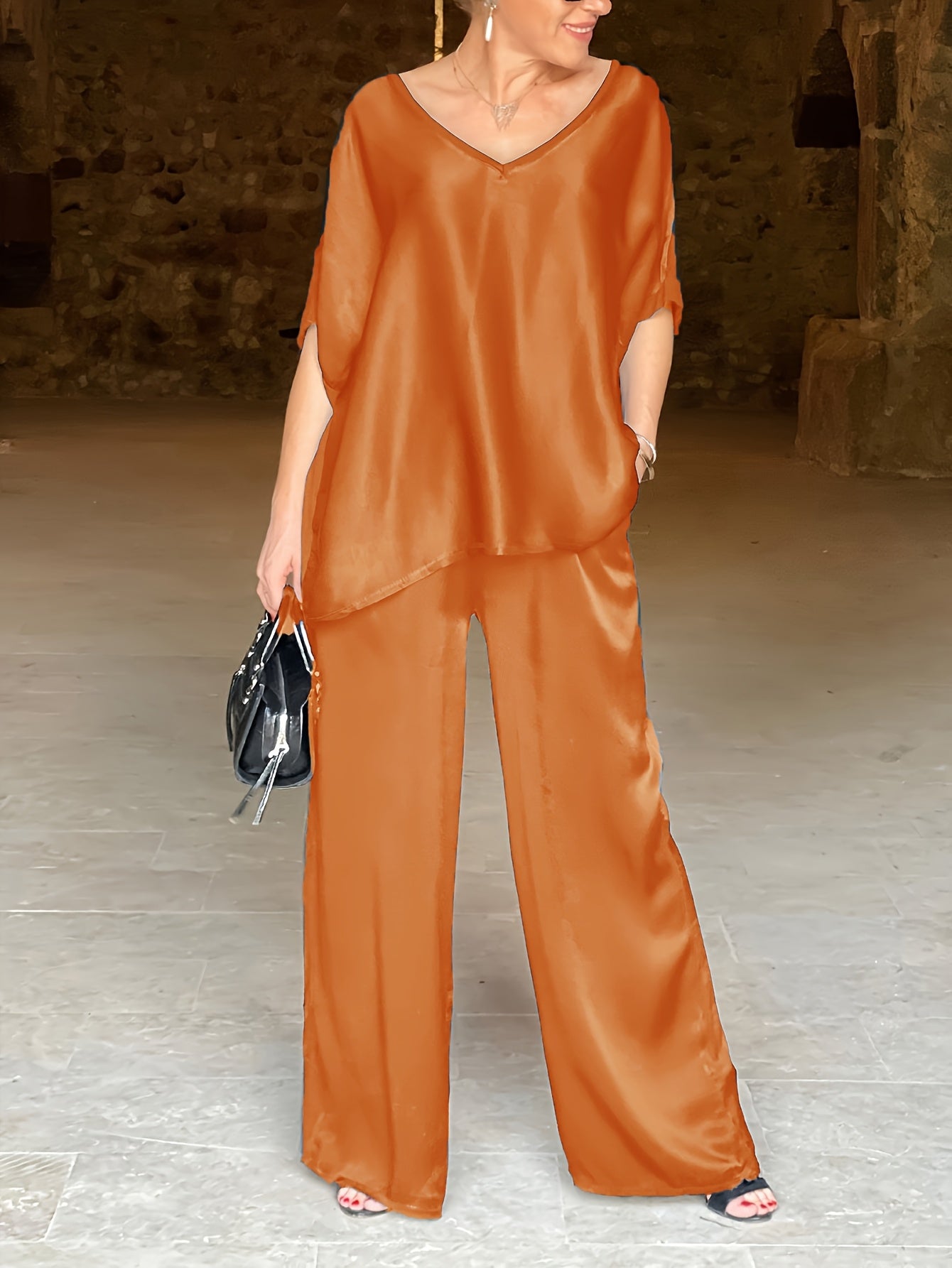 Ashlee - Elegantes Zweiteiliges Satz Mit Kurzen Ärmeln