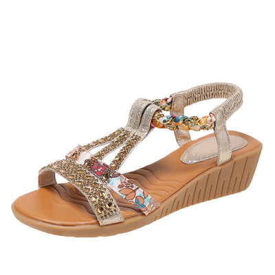 Georgina – Bequeme Wedges Sandalen mit Strass für den Sommer in Übergrößen