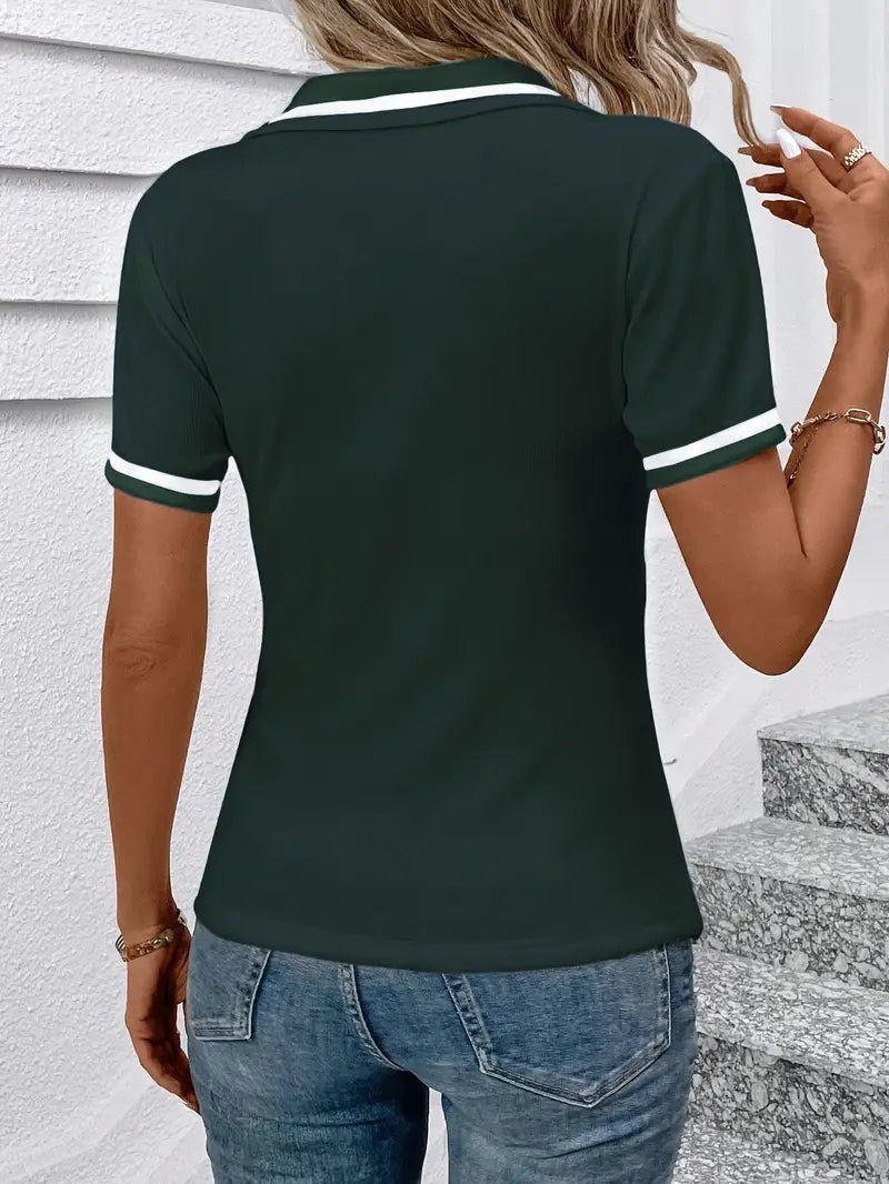 Vasilka – Elegantes Kurzarm Oberteil Mit Kragen