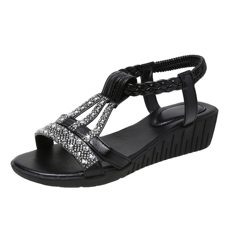 Georgina – Bequeme Wedges Sandalen mit Strass für den Sommer in Übergrößen