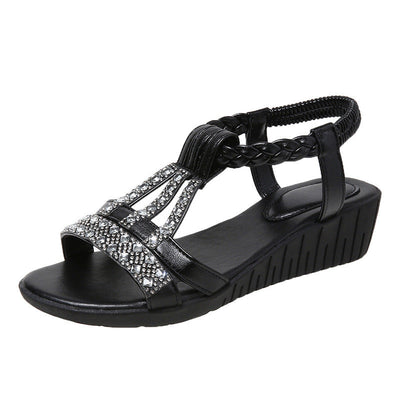 Georgina – Bequeme Wedges Sandalen mit Strass für den Sommer in Übergrößen