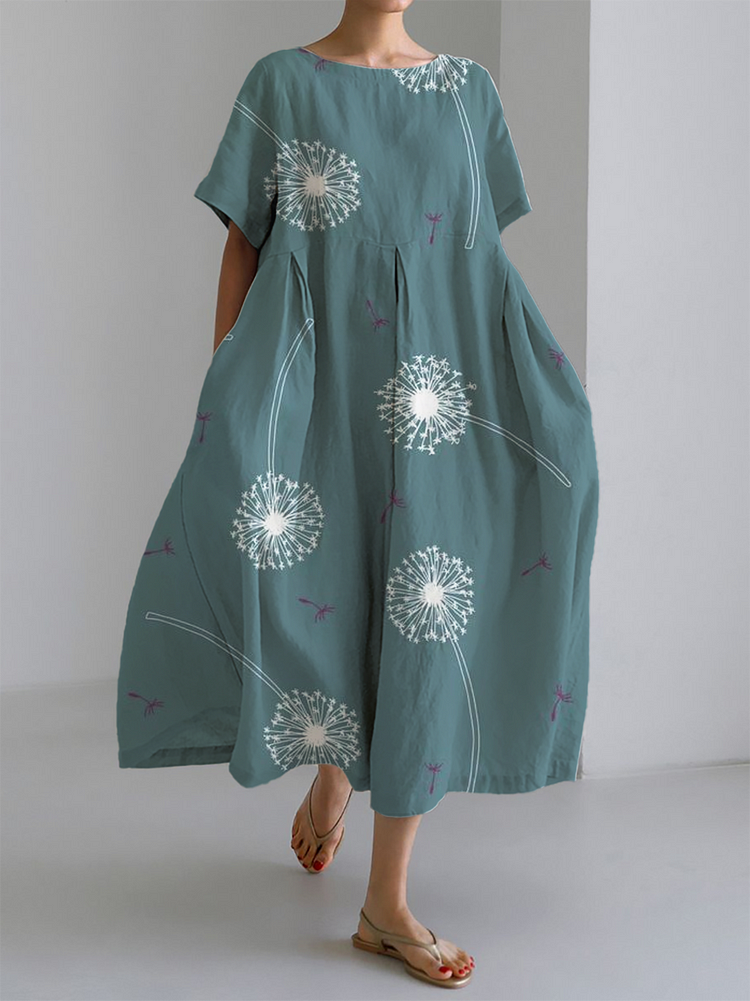 GABRIELLA | Maxi Sommerkleid mit totalem Komfort und Pusteblume-Druck für Momente der Freiheit