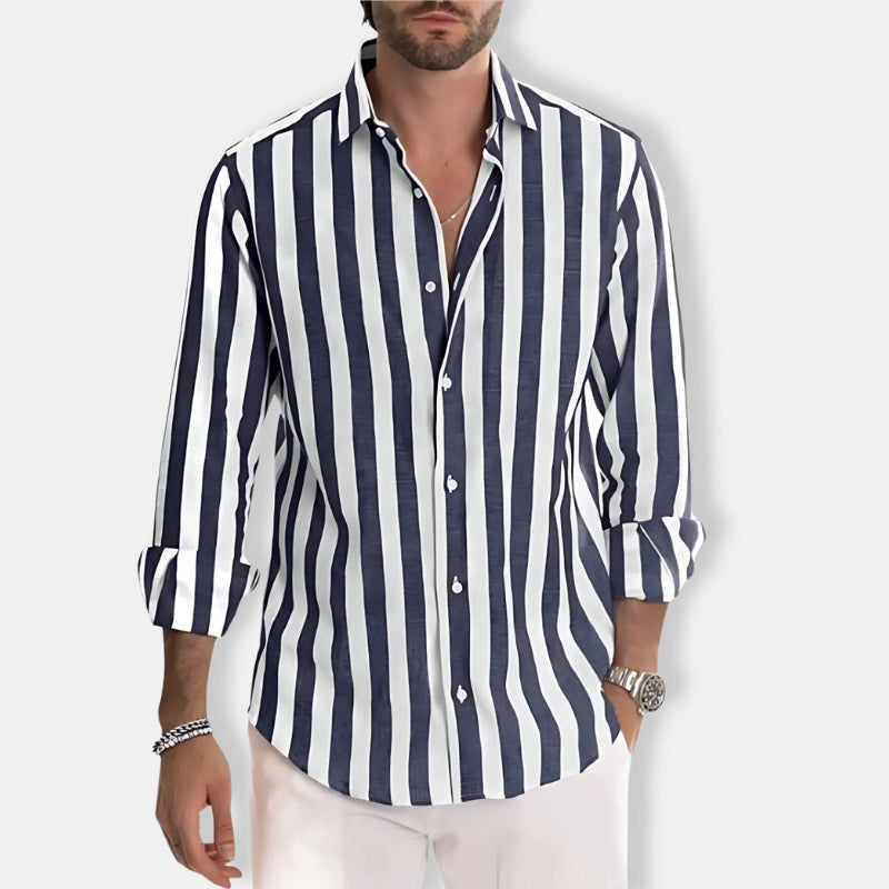 Herren Gestreiftes Langarm Hemd | Lässig