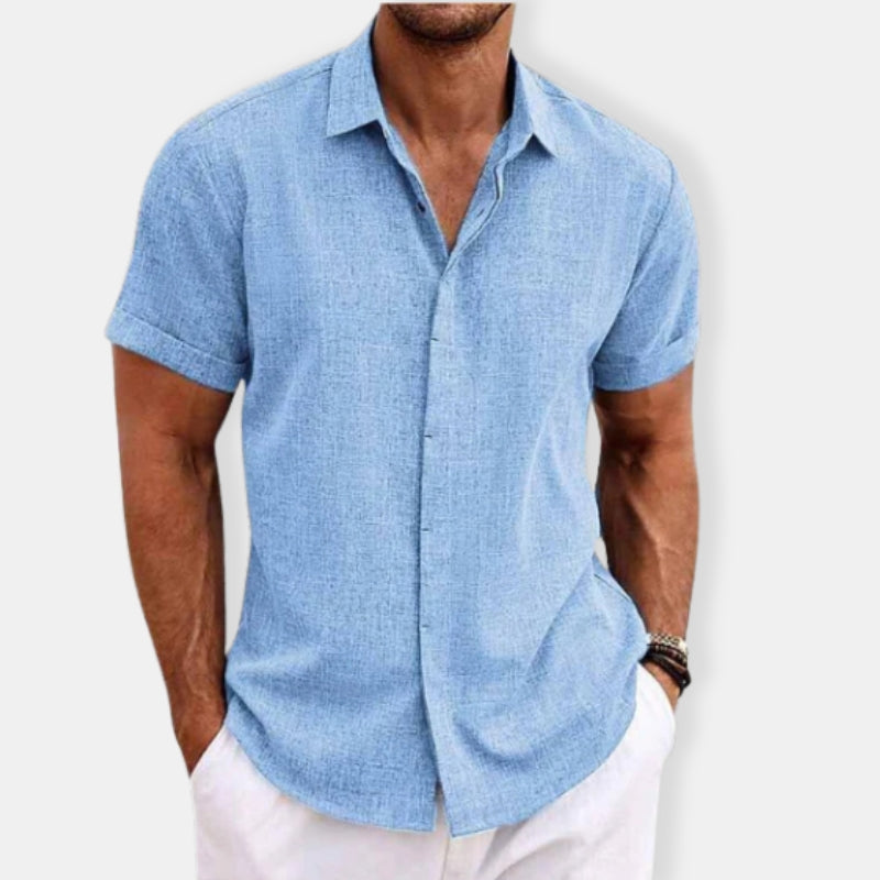 Herren Kurzärmeliges Knopf Daunen Hemd | Lässig