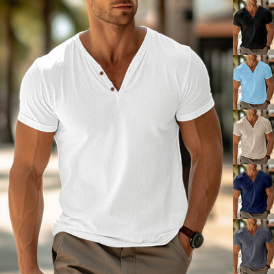 Herren Kurzarm T-Shirt mit Knopfleiste – Modisches Freizeitshirt für Alltag & Urlaub