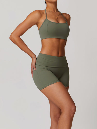 Schnelltrocknendes Damen Sport-Set | Skinny Halter Top & Shorts für Workout