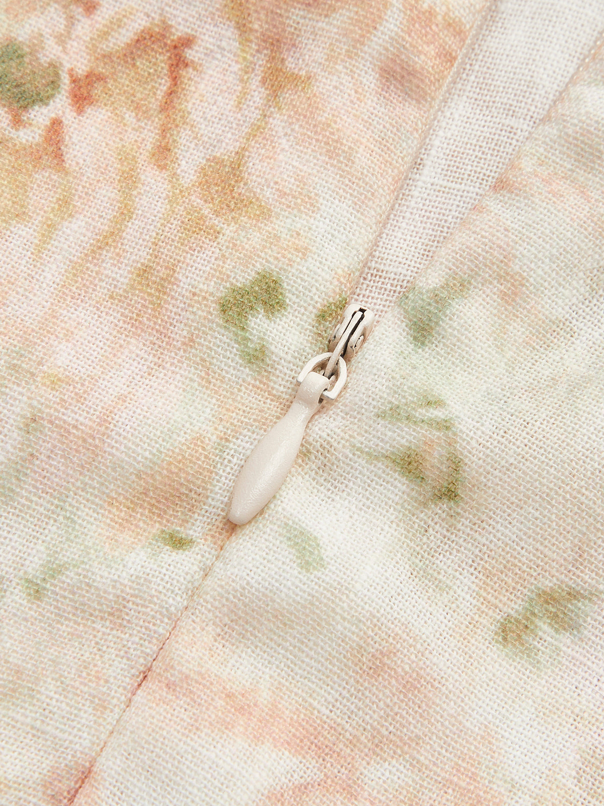 Leinen-Kleid mit Puffärmeln & Blumenmuster