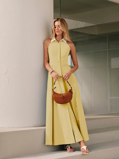 Ärmelloses Maxi-Hemdblusenkleid mit Knöpfen