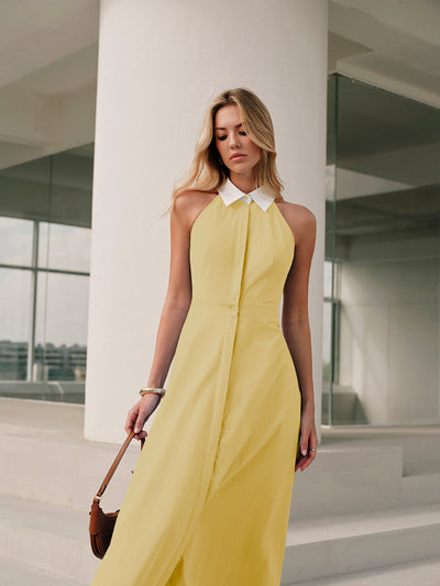 Ärmelloses Maxi-Hemdblusenkleid mit Knöpfen