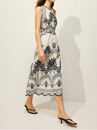 Boho Maxikleid mit Blumenmuster und Cut-Outs – Ärmelloses Sommerkleid