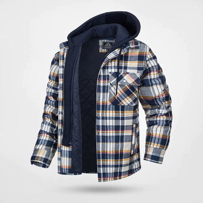 Herren Kariertes Muster Jacke mit Kapuze | Warme