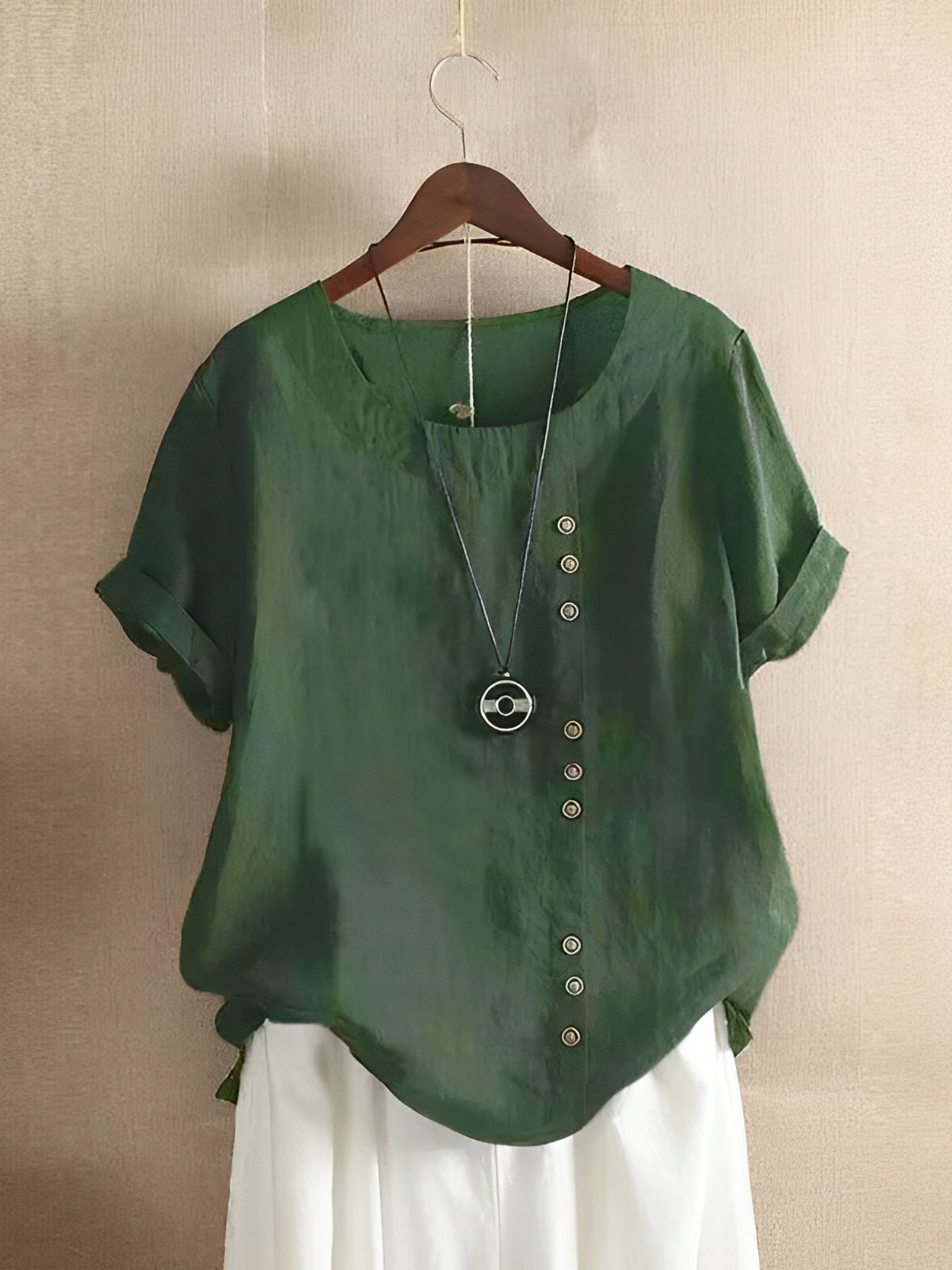 Lockeres kurzärmeliges Baumwolloberteil aus Leinen (2 Stück)