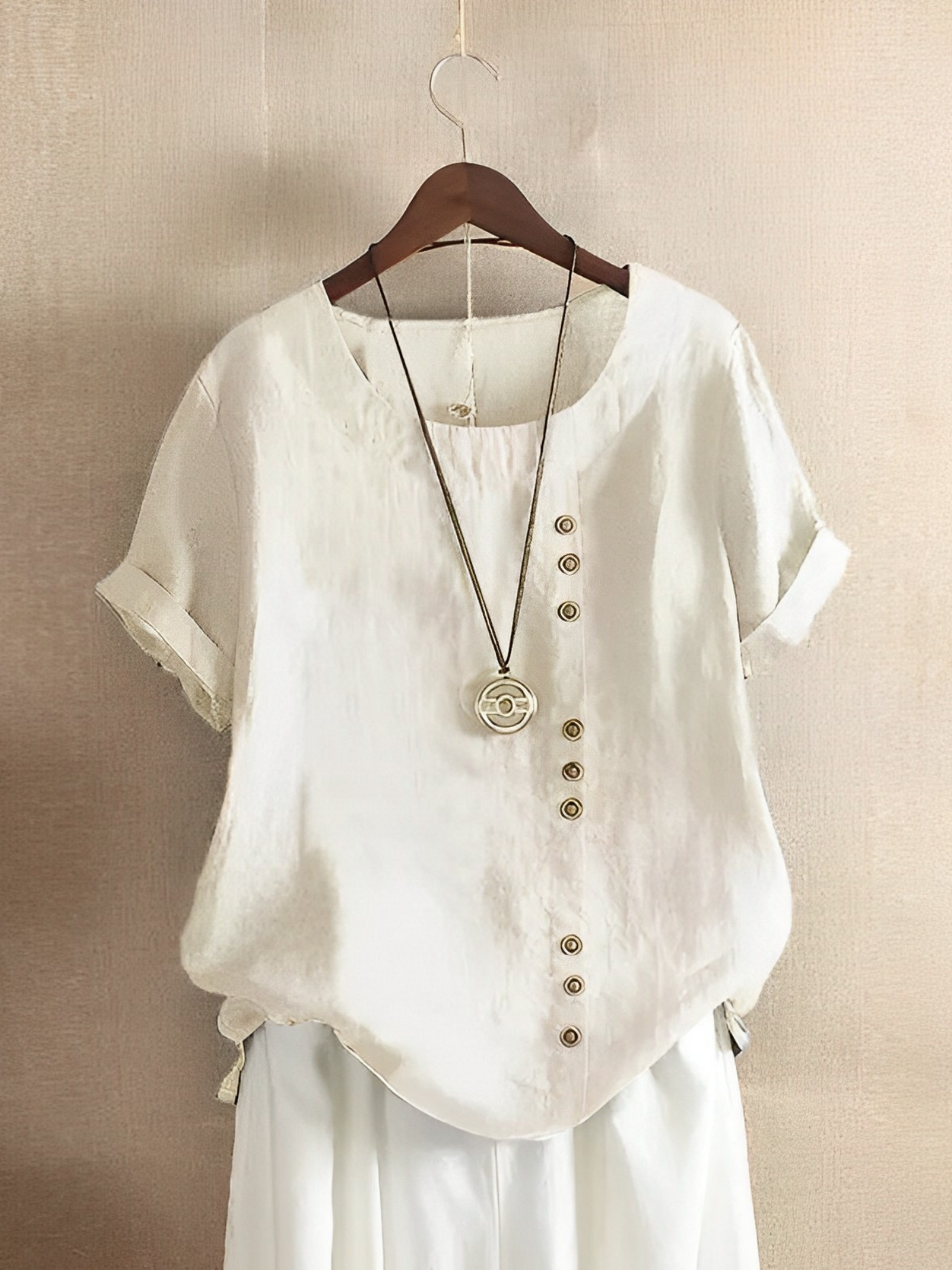 Lockeres kurzärmeliges Baumwolloberteil aus Leinen (2 Stück)