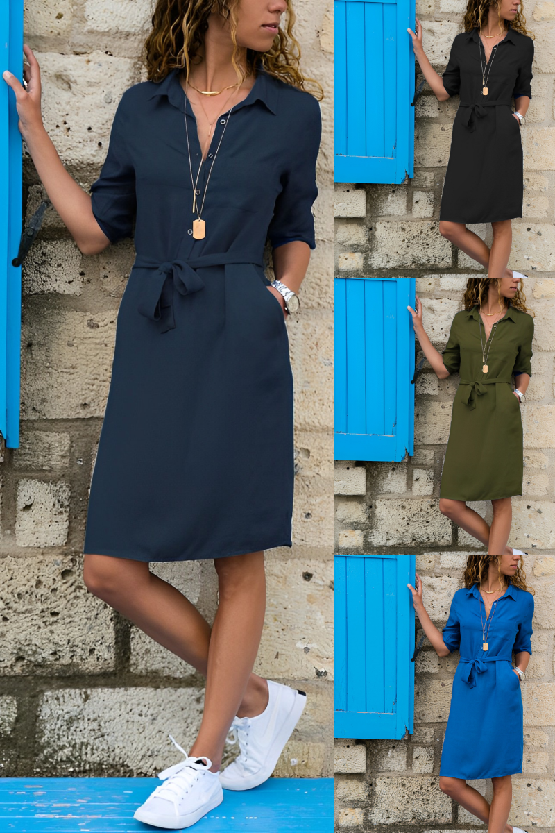 Jackie - Damen Halbarm Taschenkleid Bequem