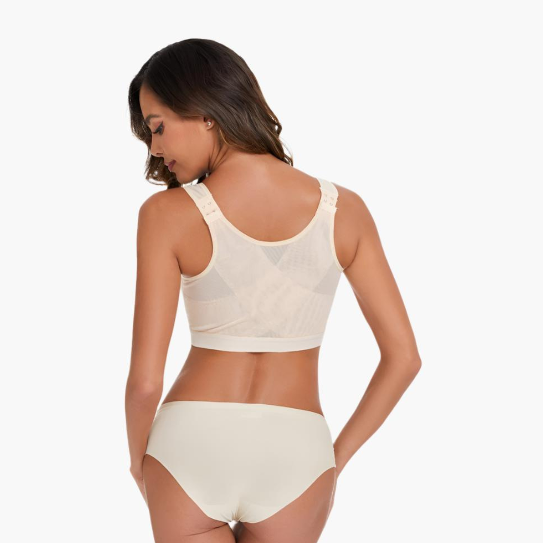 Komfit Stütz Bh | Bequeme X-förmiger Rücken-Haltungs-BH mit breiten Trägern und vorderverschluss