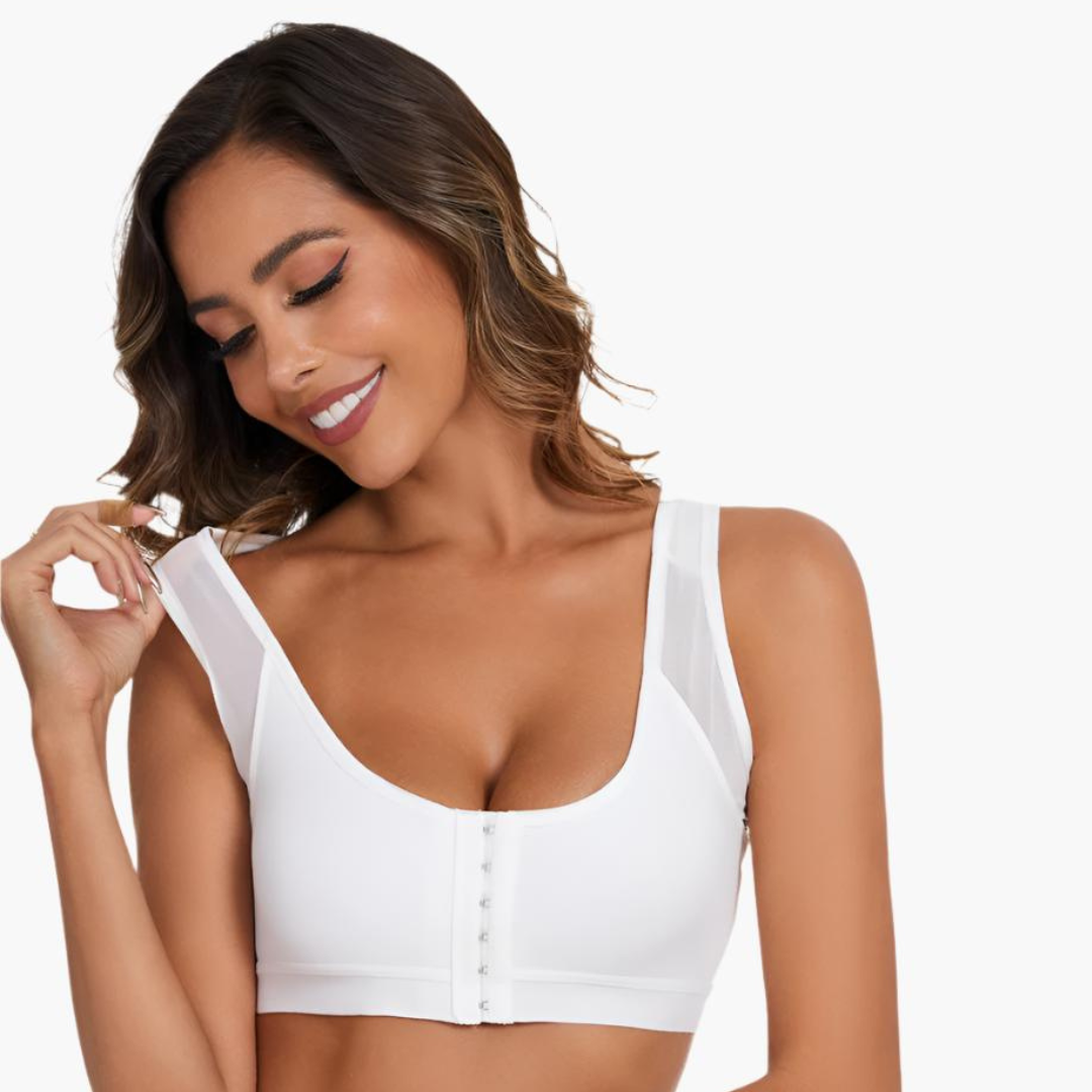 Komfit Stütz Bh | Bequeme X-förmiger Rücken-Haltungs-BH mit breiten Trägern und vorderverschluss