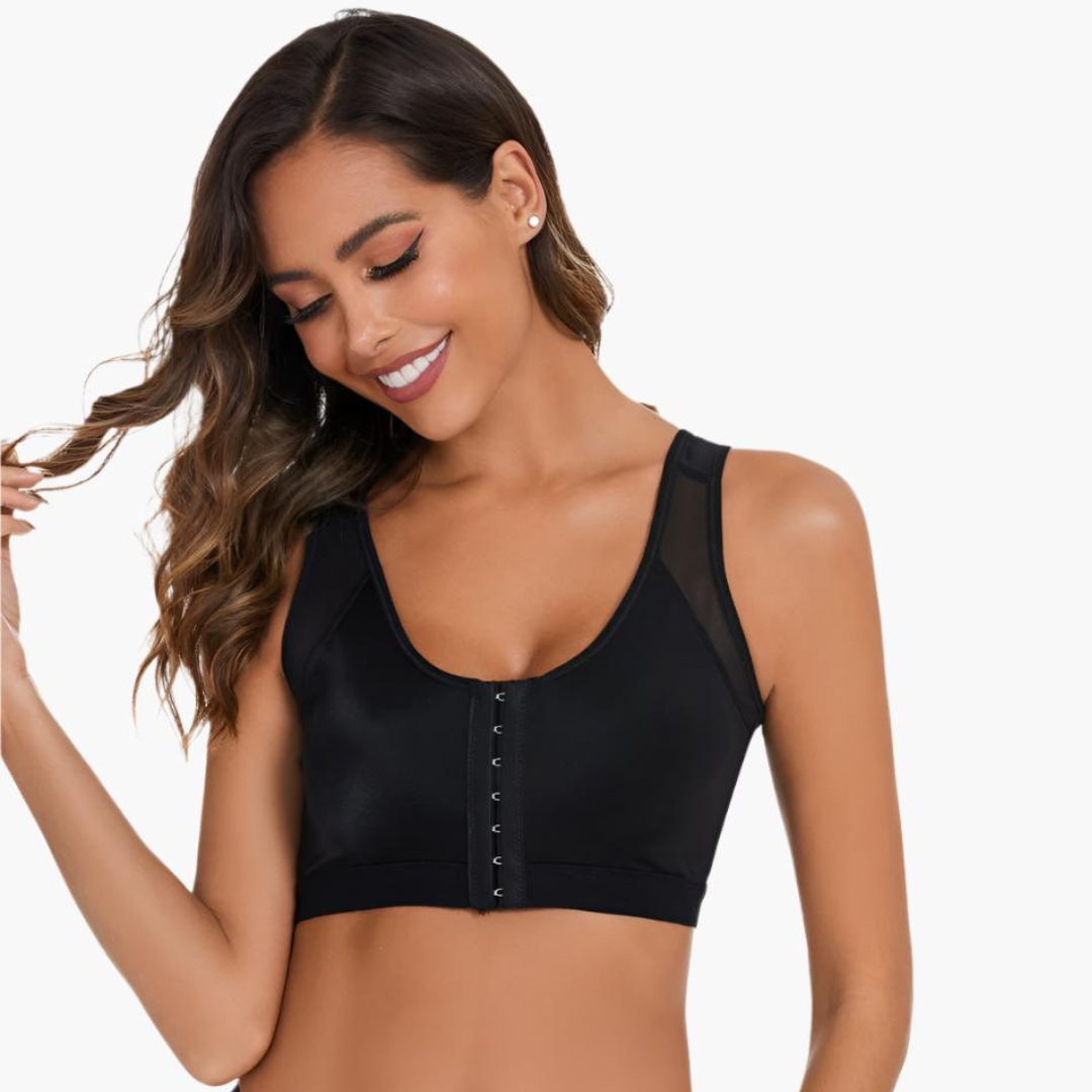 Komfit Stütz Bh | Bequeme X-förmiger Rücken-Haltungs-BH mit breiten Trägern und vorderverschluss