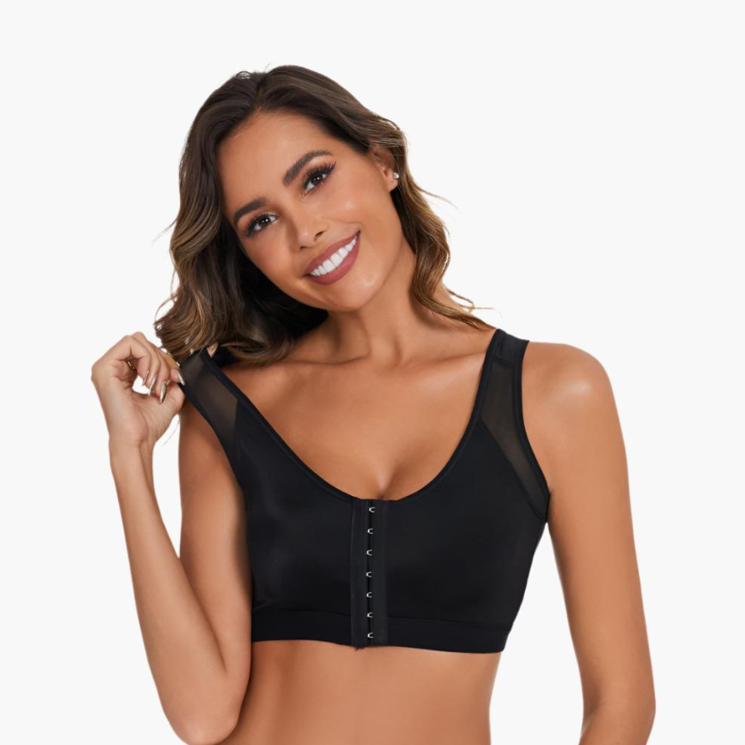 Komfit Stütz Bh | Bequeme X-förmiger Rücken-Haltungs-BH mit breiten Trägern und vorderverschluss